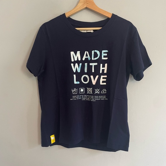 Kerri Rosenthal Made With Love Logo Tee Short Sleeve Top Navy Size M NWT - Picture 5 of 5